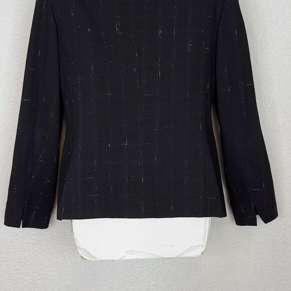 Lafayette 148 New York Wool Silk Blazer Jacket Black Size 8 Career Classic - Picture 8 of 14